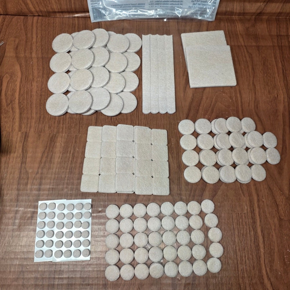 Beige Self Adhesive Felt Furniture Pads Assorted Sizes Floor Protectors 168+ Pc